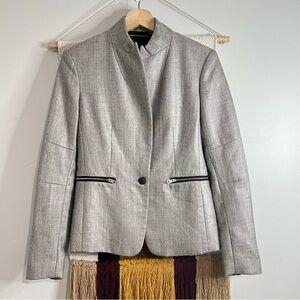 RAG & BONE Alpine Wool-Blend Blazer with Zip Pockets in Silver/Gray SZ 4